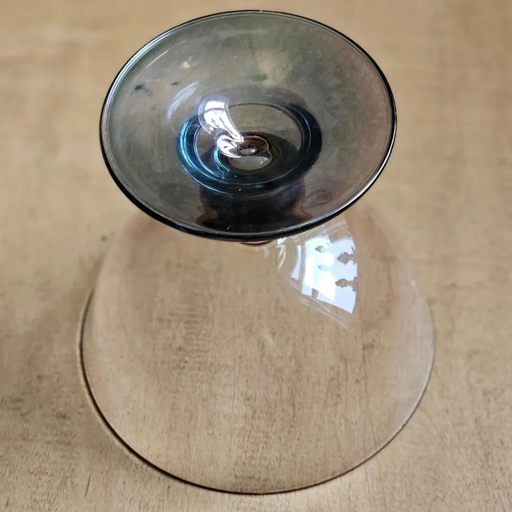 Vintage MCM Blush & Smoke Art Deco Glass Cocktail Coupes – Set of 2
